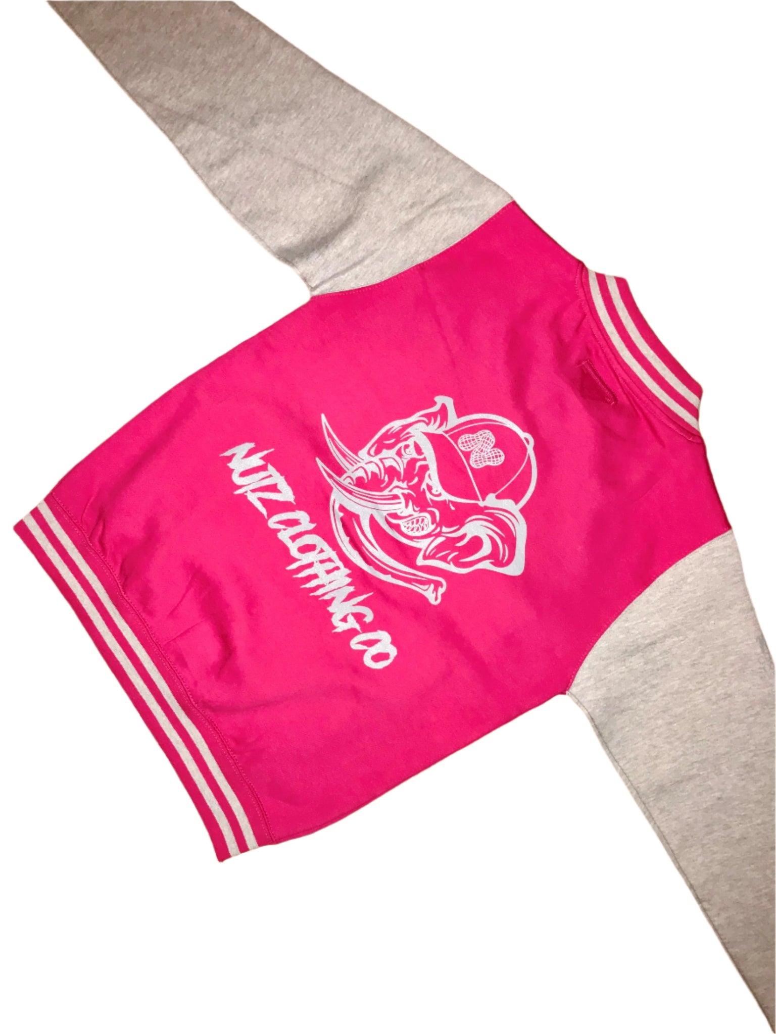 "NUTZ CLOTHING CO" PINK VARSITY JACKET